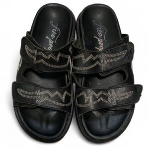 Free People Black Western Boho Embroidered Sandals